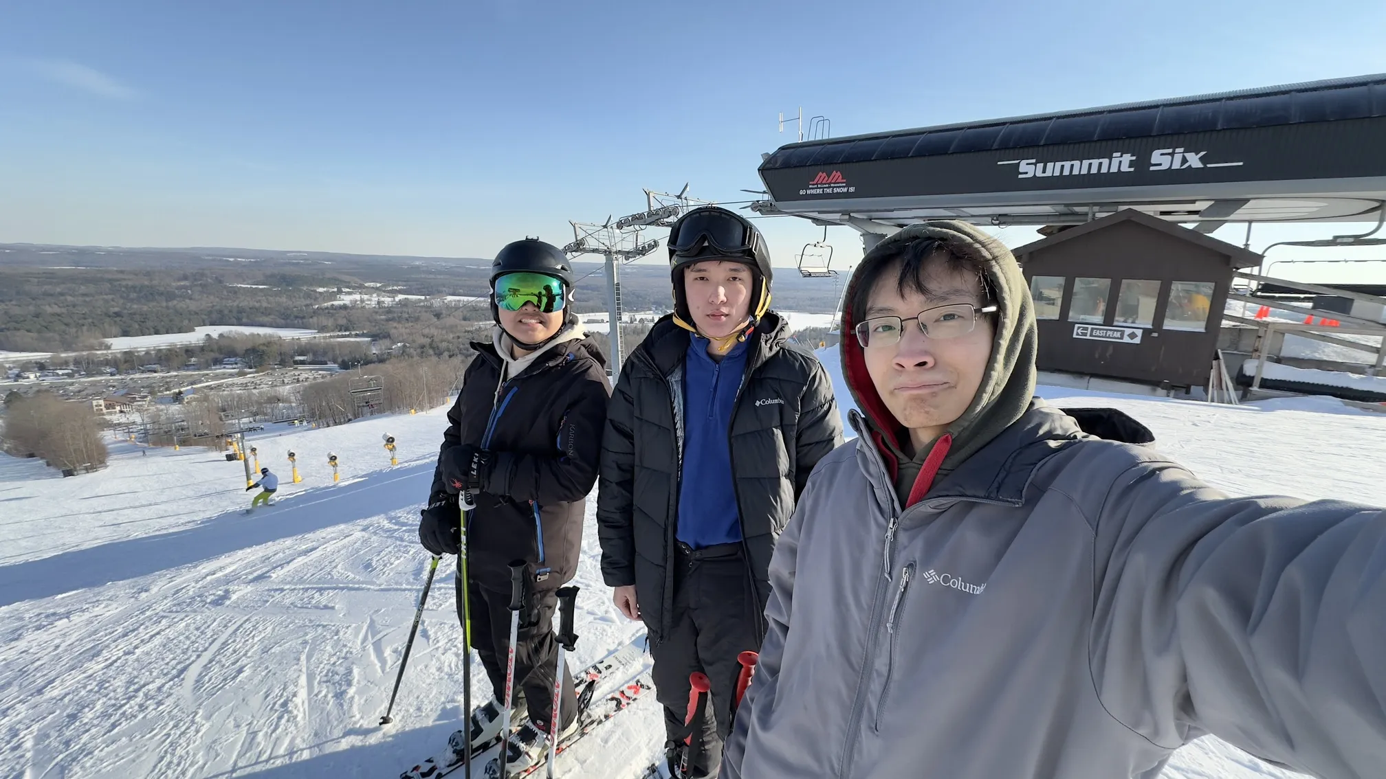 Skiing with friends at Mount St. Louis Moonstone. Me at centre, Jay on the right and Mackenzie on the left.